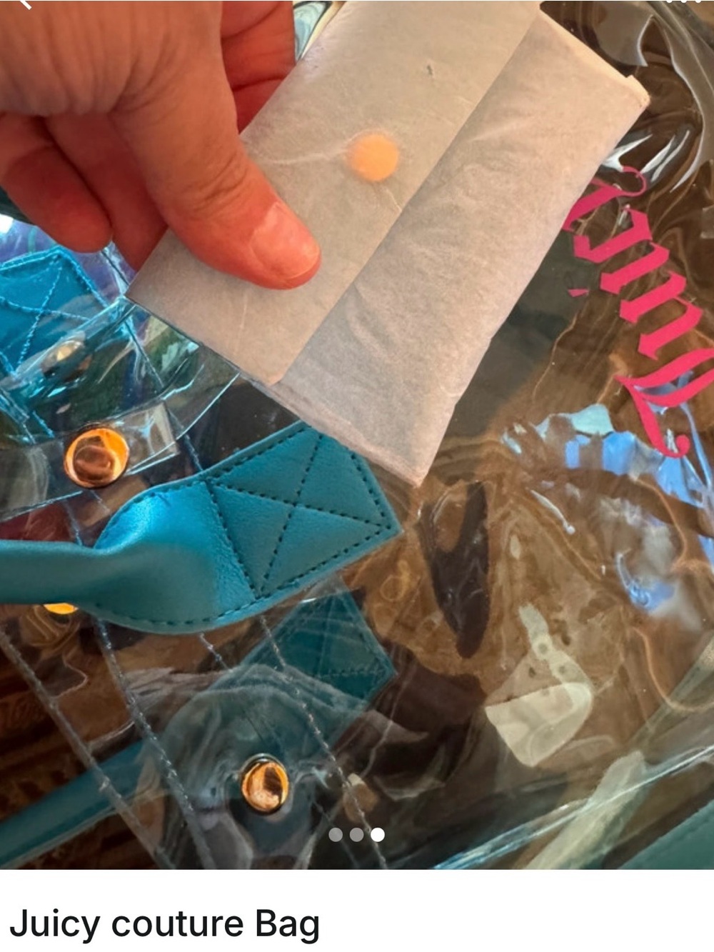 Juicy Couture Teal Clear Tote with Pink Logo - Picture 3 of 3